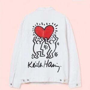 Keith Haring White Jacket with Red Heart Design